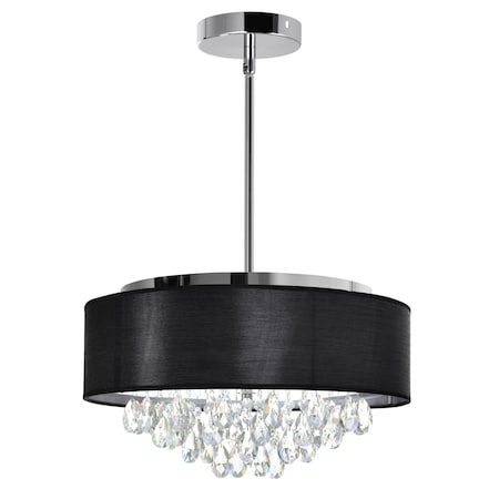 Cwi Lighting Dash 4 Light Drum Shade Chandelier With Chrome Finish 5443P18C (Black)